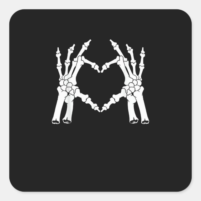 Heart - Halloween Skeleton Hand Square Sticker (Front)