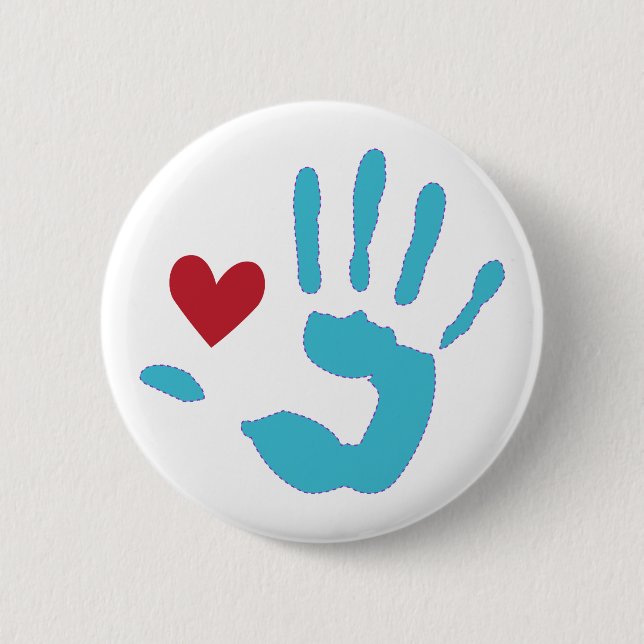 Heart & Hand 6 Cm Round Badge (Front)