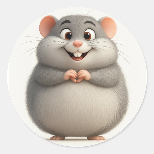 Heart-Hand Cartoon Mouse Sticker (Front)