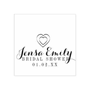 Heart Hand Drawn Bridal Shower Favour Rubber Stam Rubber Stamp