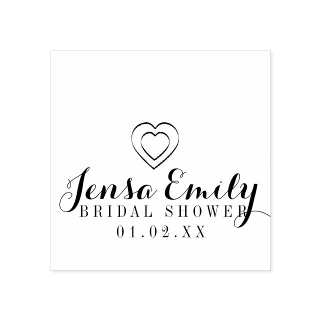Heart Hand Drawn Bridal Shower Favour  Rubber Stam Rubber Stamp (Imprint)