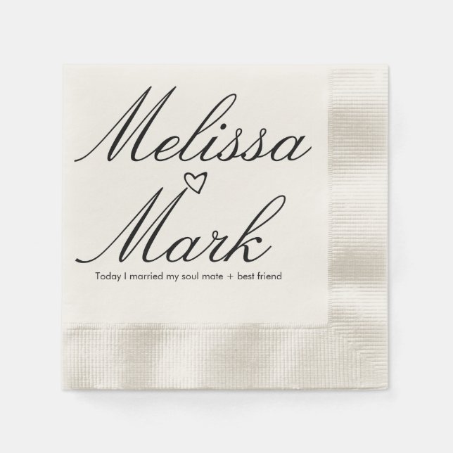 Heart Hand Drawn Quote Monogram Wedding Napkin (Front)