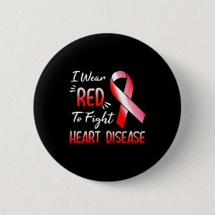 Heart Hand I Wear Red To Fight Heart Disease Aware 6 Cm Round Badge