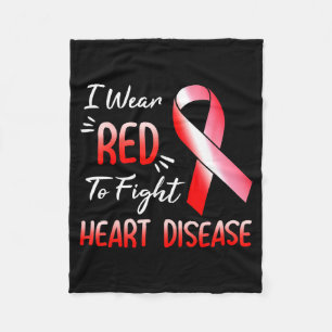 Heart Hand I Wear Red To Fight Heart Disease Aware Fleece Blanket