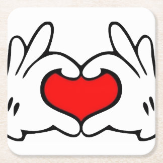 Heart Hand  Square Paper Coaster