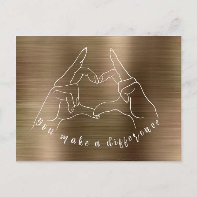 Heart Hand Symbol You Make a Difference Postcard (Front)