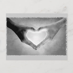 Heart Hands B&W Photo Postcard