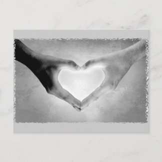 Heart Hands B&W Photo Postcard