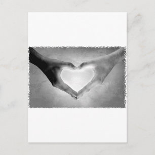 Heart Hands B&W Photo Postcard