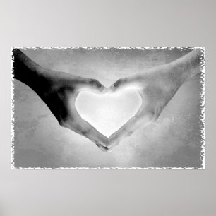 Heart Hands B&W Photo Poster
