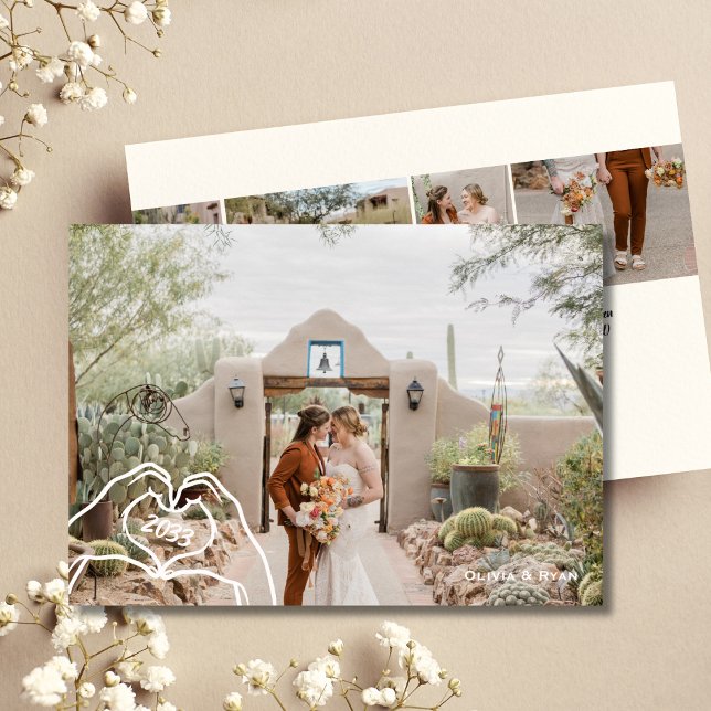 Heart Hands Custom 5 Photo Trendy No Last Name Holiday Card (Heart Hands Custom 5 Photo Trendy No Last Name Holiday Card)