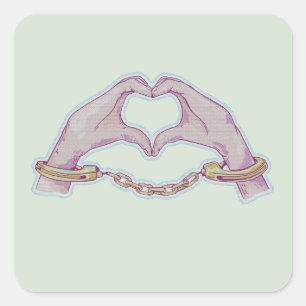 Heart hands Handcuffs Square Sticker