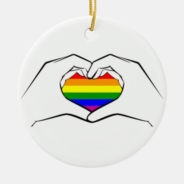 Heart Hands Love LBGTQ+ PRIDE Ornament (Front)
