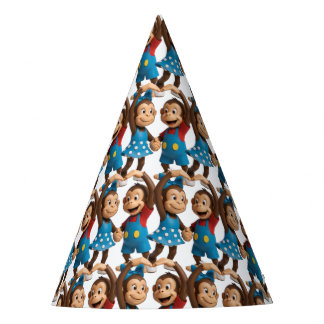 Heart Hands Monkeys  - Sweet Mimo & Zina Party Hat