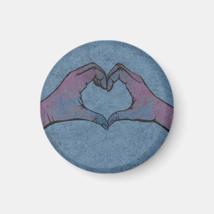 Heart Hands on Blue Background Magnet