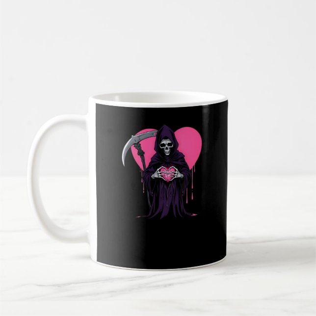 Heart Hands Reaper Classic Meme Coffee Mug (Left)