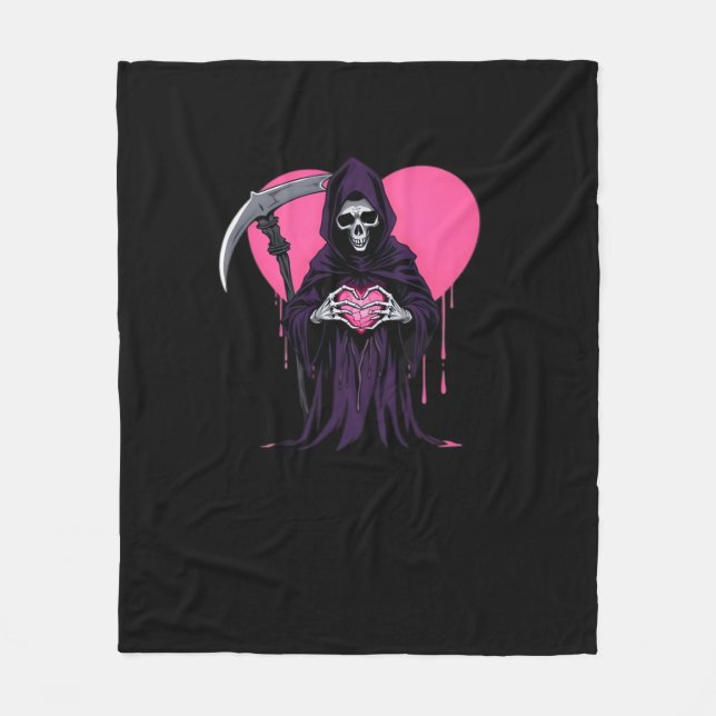 Heart Hands Reaper Classic Meme Fleece Blanket (Front)