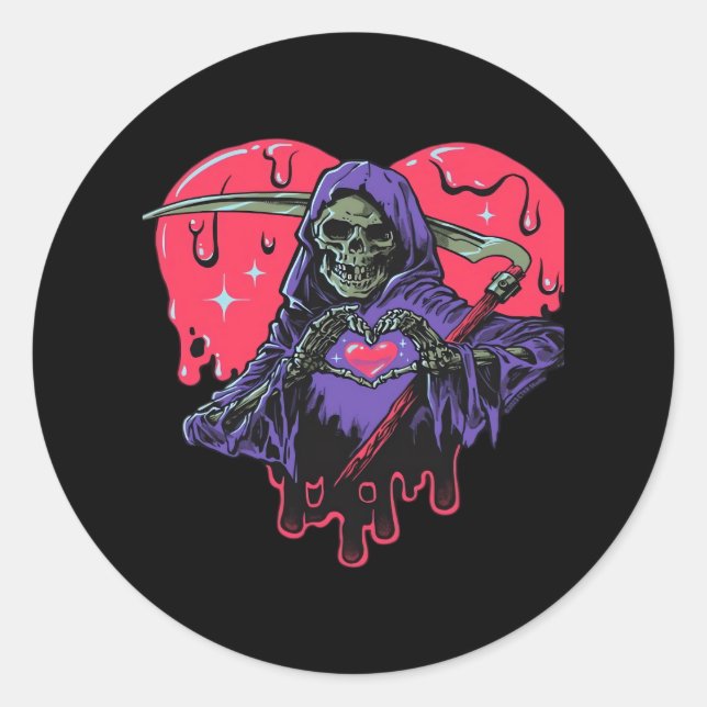 Heart Hands Reaper Classic Round Sticker (Front)