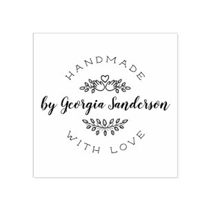 Heart Hands   Rustic Sketch Handmade With Love Rubber Stamp