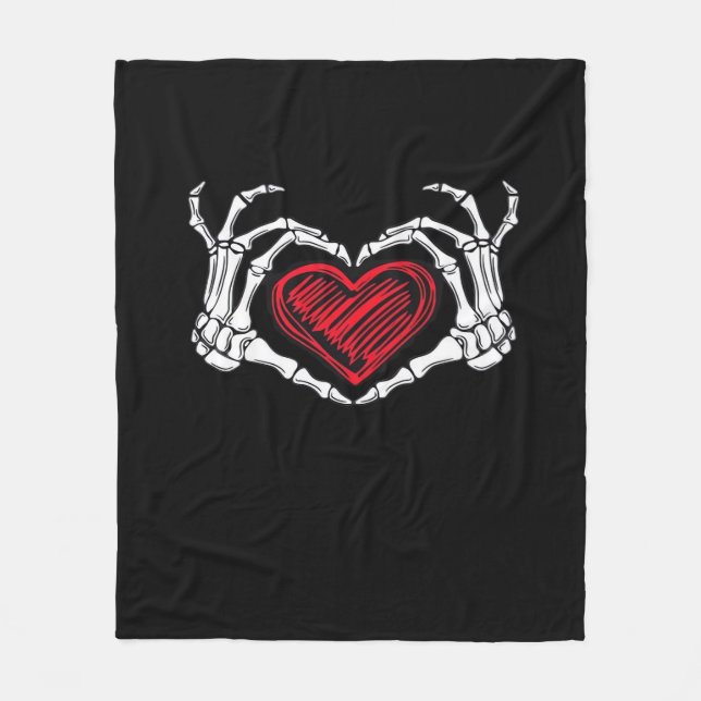 Heart Hands Skeleton Fleece Blanket (Front)