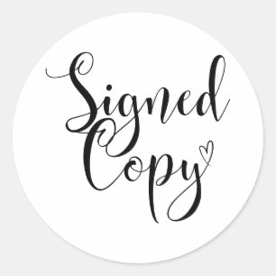 Heart Handwriting Signed Copy Comic, Book, Novel Classic Round Sticker