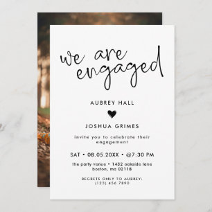 Heart & Handwriting We Are Engaged Photo Invitation
