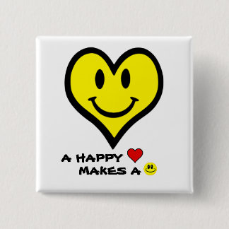 Heart Happy Face 15 Cm Square Badge