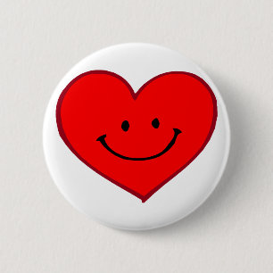 Heart  (Happy Face) 6 Cm Round Badge