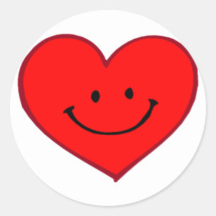 Heart  (Happy Face) Classic Round Sticker