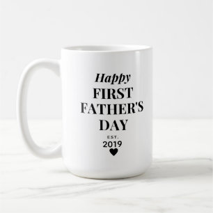 Heart Happy First Father's Day Established Coffee Mug