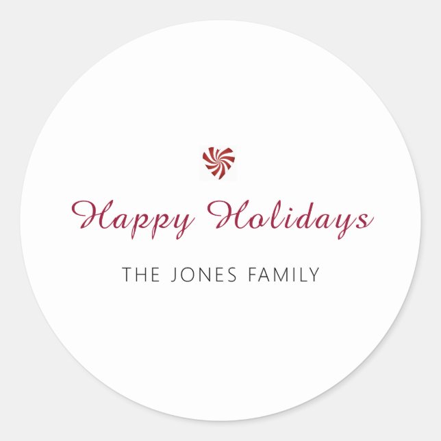 Heart Happy Holidays Christmas Classic Round Sticker (Front)