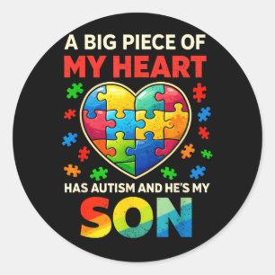 Heart Has Autism Proud Autism Parent Dad Mum Classic Round Sticker