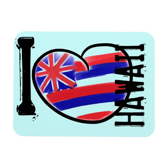 Heart Hawaii state flag artistic rectangle magnet (Horizontal)