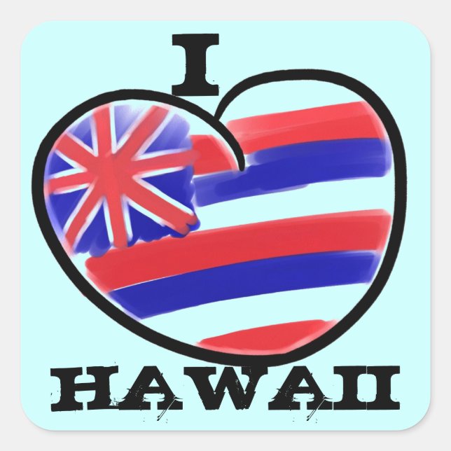 Heart Hawaii state flag artistic stickers (Front)