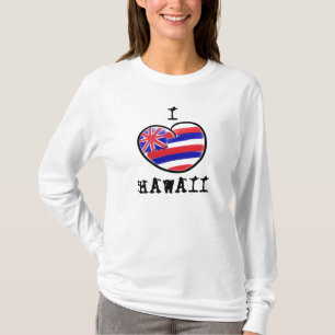 Heart Hawaii state flag ladies hoodie T-Shirt