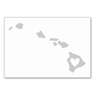 Heart Hawaii state silhouette Table Number