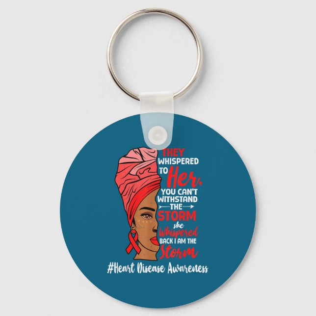 Heart Health Black Women Melanin Heart Disease Awa Key Ring (Front)