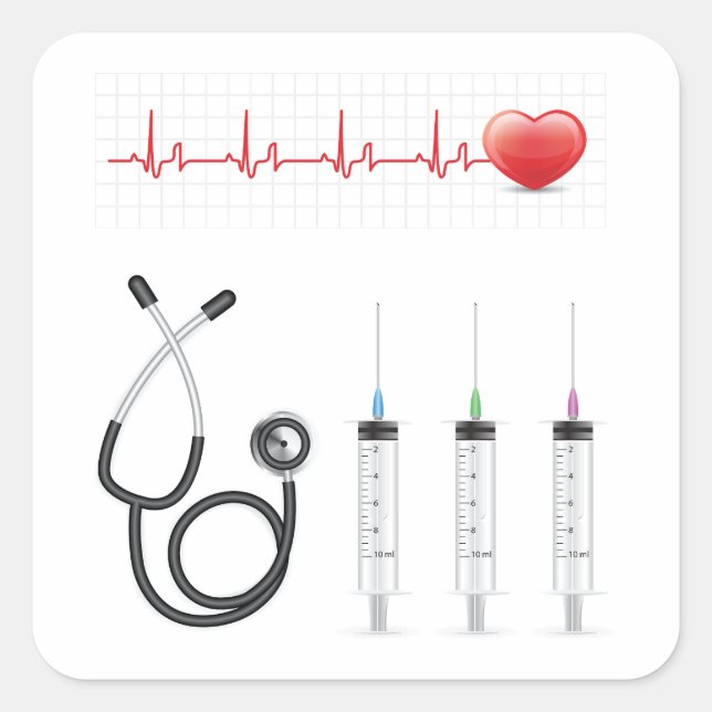 Heart Health Cardiac Medical Square Sticker (Front)