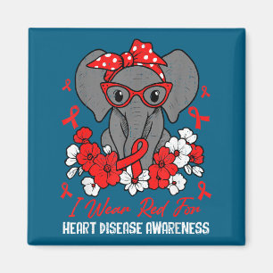 Heart Health Elephant Red Ribbon Heart Disease Awa Magnet