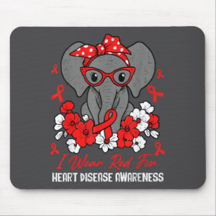 Heart Health Elephant Red Ribbon Heart Disease Awa Mouse Mat