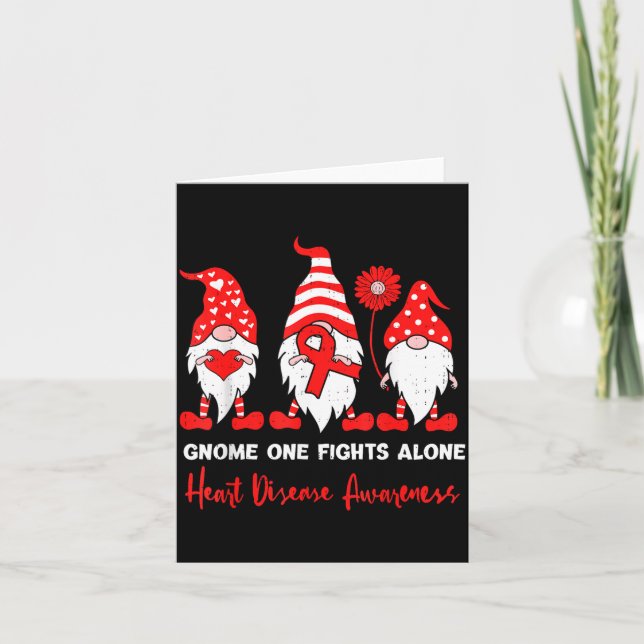 Heart Health Gnome Heart Disease Awareness Chd Red Card (Front)