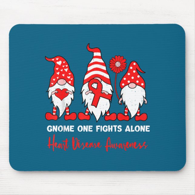 Heart Health Gnome Heart Disease Awareness Chd Red Mouse Mat (Front)