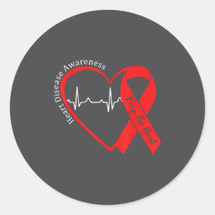 Heart Health Heart Disease Awareness Chd Heartbeat Classic Round Sticker