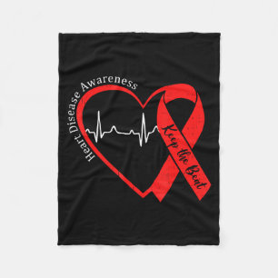 Heart Health Heart Disease Awareness Chd Heartbeat Fleece Blanket