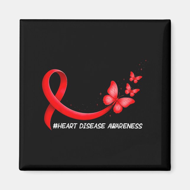 Heart Health Heart Disease Awareness Chd Red Ribbo Magnet (Front)