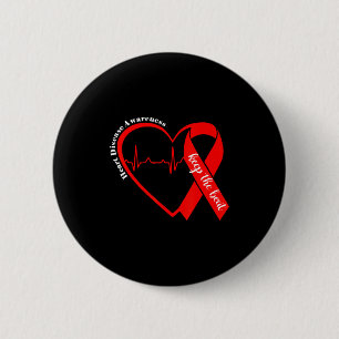 Heart Health Heart Disease Awareness Heartbeat Chd 6 Cm Round Badge
