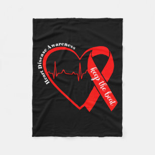 Heart Health Heart Disease Awareness Heartbeat Chd Fleece Blanket