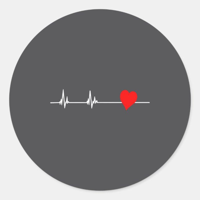 Heart Health Heart Disease Awareness Heartbeat Wom Classic Round Sticker (Front)