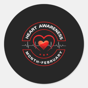 Heart Health Month February American Heart Health  Classic Round Sticker