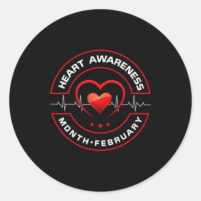 Heart Health Month February American Heart Health  Classic Round Sticker (Front)
